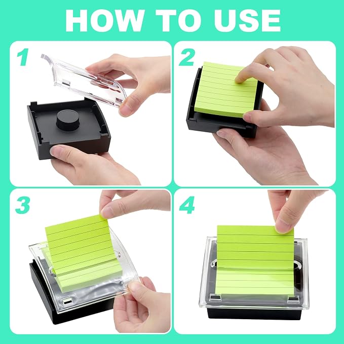 Pop Up Sticky Note Dispenser Sticky Note Holder Pop Up Note Dispenser Transparent Top for 3 x 3 Inch Sticky Notes School Office Home Store Black Base Clear Top (12)
