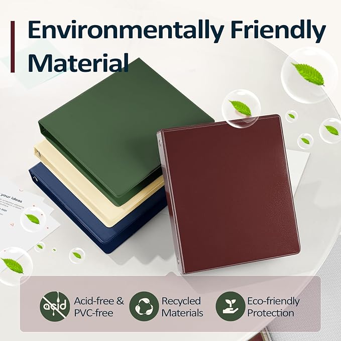 BinderX 3 Ring Binder 1.5 Inch, Clear View Binder, Burgundy Red, Letter | Extra Durable, PVC-Free, Customizable, Interior Pockets, 325-Sheet Capacity, Eco-Friendly, Reinforced Hinge, School, Office