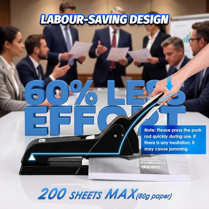 Heavy Duty Long Reach Stapler with 4000 Staples for Booklets | Frifreego Long Arm Stapler with 200 Sheets Capacity, 9.84" Adjustable Stapling Depth Suitable for Booklets & Office document