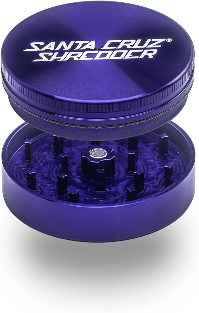 Santa Cruz Shredder Metal Spice and Herb Grinder Knurled Top for Stronger Grip 2-Piece 2.7" (Purple)
