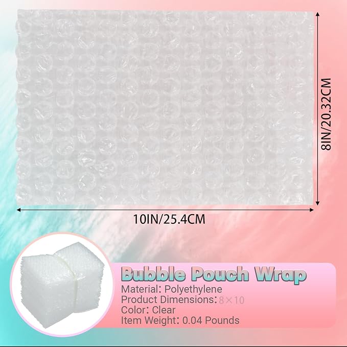 100Pack8x10" Clear Bubble Out Bags, Double-Wall Cushioned Pouch for Packing | Double-Wall Shockproof Bubble Cushioning,Lightweight Durable,Ideal for Shipping,Moving Fragile Small Items Storage