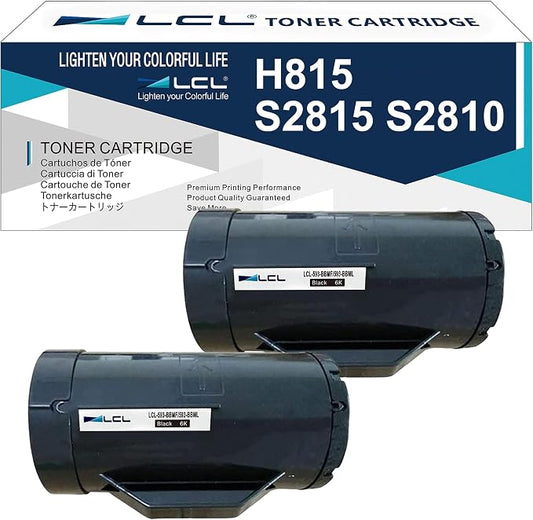 LCL Compatible Toner Cartridge Replacement for Dell H815 H815dw S2815dn S2810dn 593-BBMF 593-BBML 6000 Pages (2-Pack Black)
