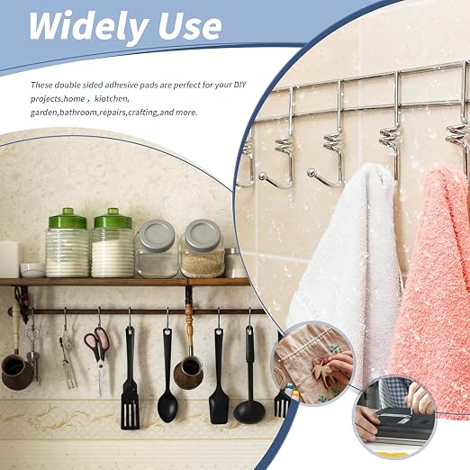 Double Sided Adhesive Pads,Heavy Duty Mounting Tape,Super-Sticky White Strong Pads,Rectangle Shape 36 Pcs 2 Sided Sticky Waterproof Tape,Removable Double-Sided Foam for Hanging Walls