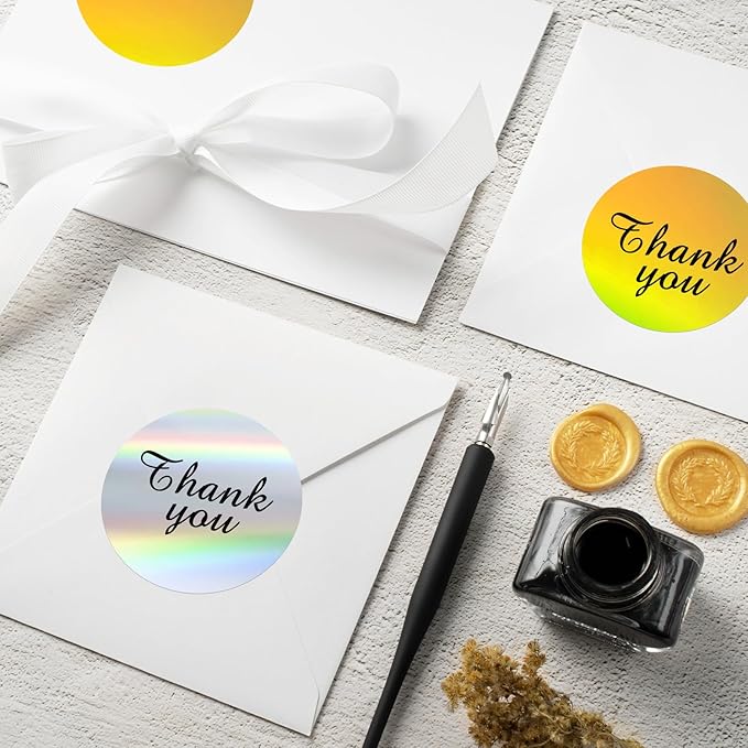 2" Circle Holographic Thermal Label Stickers Silver, Self-Adhesive Circle Direct Thermal Labels, Multi-Purpose Roll Sticker Labels for DIY Logo Design, QR Code, Name Tag（ 300 Labels,1 Roll）