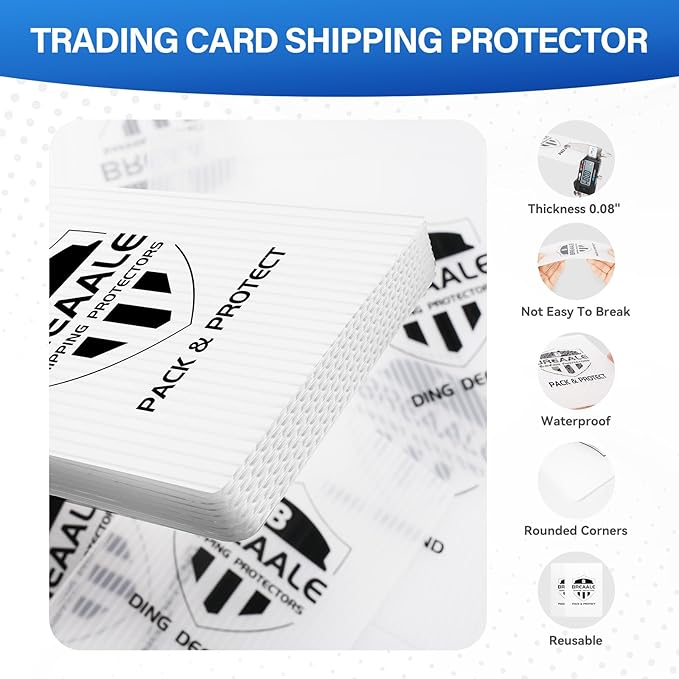 Trading Card Shipping Kit, Includes 100 4'' x 6'' Graded Card Shipping Protectors, 50 6'' x 8.7'' Envelope Bubble Mailers, 20M Painter’s Tape, 50 Cellophane Bags, PSA BGS CGC Slabs & Raw