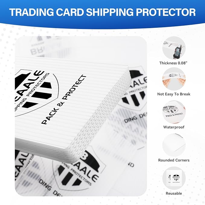 Trading Card Shipping Kit, Includes 100 4'' x 6'' Graded Card Shipping Protectors, 50 6'' x 8.7'' Envelope Bubble Mailers, 20M Painter’s Tape, 50 Cellophane Bags, PSA BGS CGC Slabs & Raw