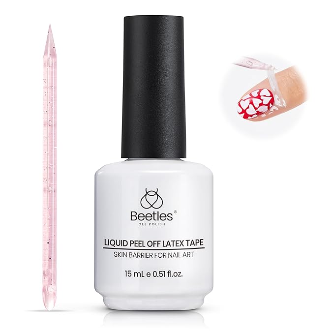 Beetles Gel Polish Liquid Latex for Nails: 15ML Simple Peel off Cuticle Guard for Nail Polish Nail Art Liquid Latex Barrier Protector Manicure Cuticle Protectors with Stick Gifts for Women