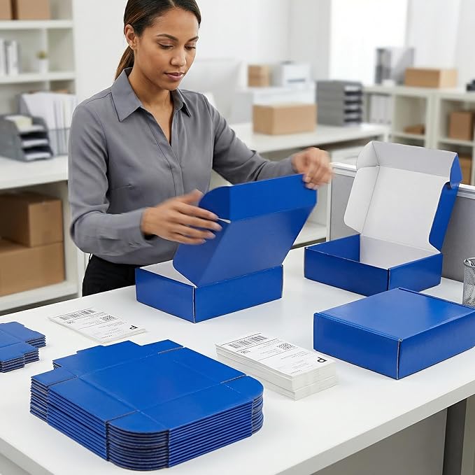 12x9x4 inch Shipping Boxes Set of 6 Blue, Inner Size 11.6x8.6x3.6 inch Cardboard Box Mailers for Small Business Packaging Mailing or Gift Wrapping Giving