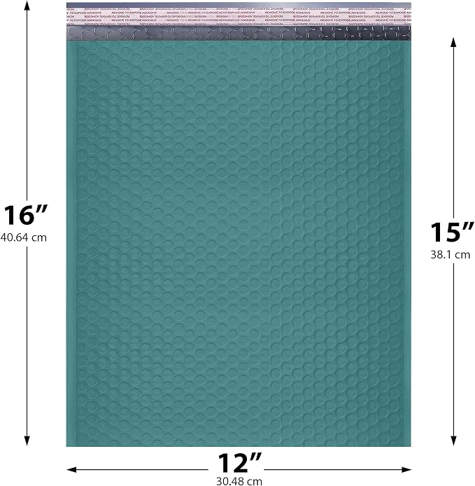 Green Bubble Mailers 12x15, Self Seal Poly Padded Envelopes, 100 Pack Bulk | Holds Clothing & Bulk Items, No Tape Needed, Cushioned Protection, Water-Resistant Poly, For Small Business Shipping