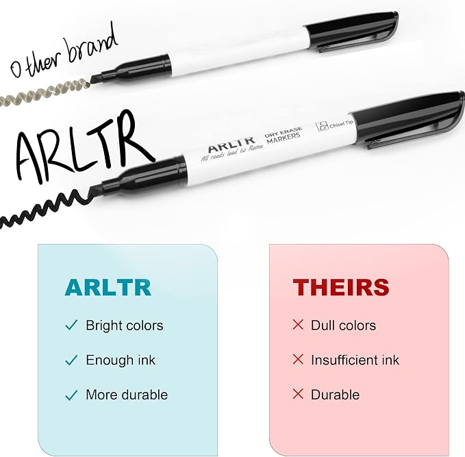 ARLTR Dry Erase Markers Bulk, 108 Count, Black, Chisel Tip | Low Odor Whiteboard Markers for Office Home