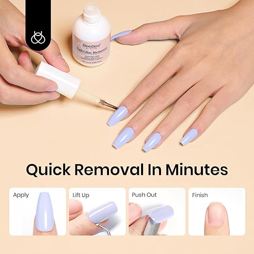 Beetles Solid Nail Glue Gel with 20ml Nail Glue Remover Set 15g for Press On Nails Acrylic Nails Tips U V Light Cured & Solid Glue Remover- Not for Uv Gel Glue