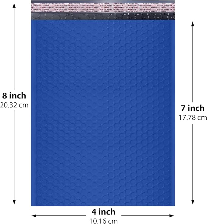 Royal Blue Small Bubble Mailers 4x8 Inch #000 | Thick Padded Poly Mailer Envelopes | Trading card sports Card Mailing Bubble Envelopes | Water & Tear Resistant | 1000 Pack Bulk