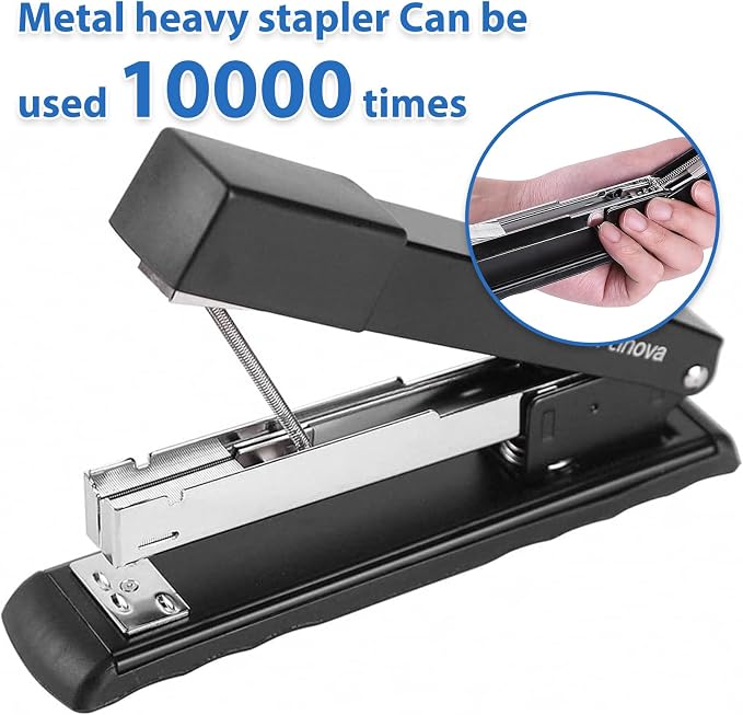 Metal Desktop Stapler - 25 Sheet Capacity, Heavy Duty, Black, with 2000 Staples & Remover, Office Use, 6 Pack
