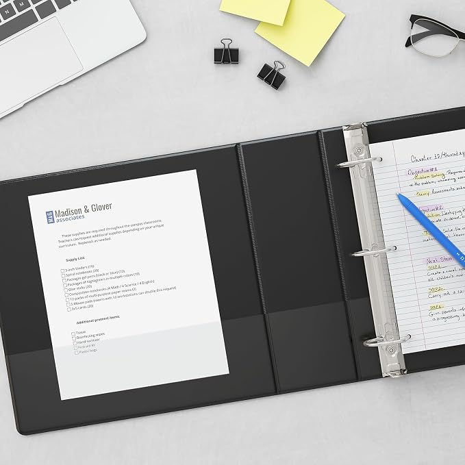 Staples Standard 2-Inch D-Ring View Binder, Black, 480 Sheets | Durable 3-ring binder for office, school, and home document storage.
