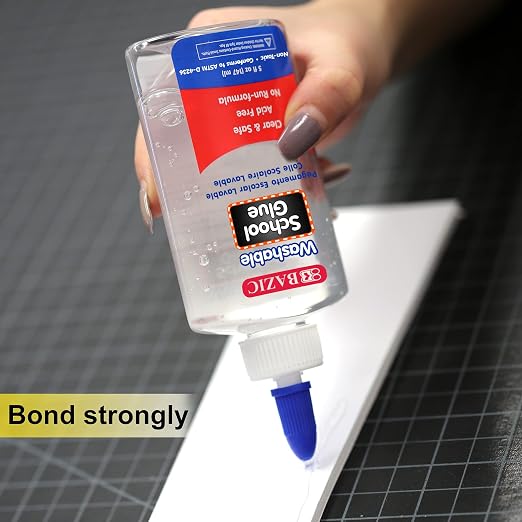BAZIC Products Washable Clear School Glue, 5 Fl Oz, 48-Case | 5 fl oz (147 mL) bottle of washable clear school glue, Bonds strong, Acid-free, No-run, Non-toxic, Bulk pack