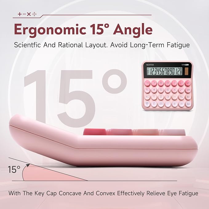Desktop Calculator, 12 Digit HD Display with% Key | Real Mechanical Switch Keypad, Great for Office, School, or Home