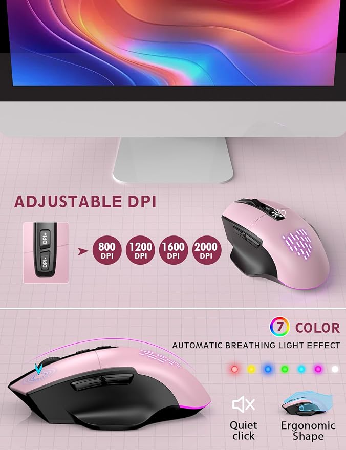 Wireless Keyboard and Mouse Combo, Backlit Scissor Keys, Wrist Rest | 7-Color Backlight, Phone Holder, Rechargeable, LED Mouse, Ergonomic Support, Quiet Typing, Win/Mac/ChromeOS, KM22 Ultra+