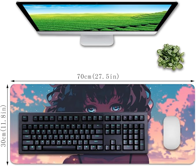 Extended Mouse Pad Desk Mats on Top of Desks Keyboard Pad Large Mousepad | Stitched Edges Rubber Non-slip Girls Office Study Gaming Computer Keyboard Laptop PC XL Extended Long