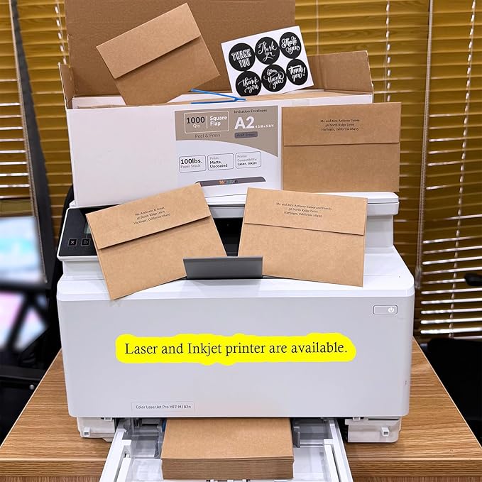 1000 Pcs A2 Invitation Envelopes in Kraft Brown Peel & Press Self Seal 4 3/8 x 5 3/4 Square Flap Envelopes RSVP Return Envelopes 100lb. for Announcement Mailing 4x5 Greeting Cards Photo 1/4 Fold Cards