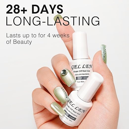 Gellen Gel Top and Base Coat, 2pcs Clear Gel Nail Polish Set, 8ml No Wipe Gel Top Coat Nail Polish, Long Lasting Base Coat Gel Manicure, Soak Off LED Nail Lamp Base Top Coat for Nail Salon, Nail Art