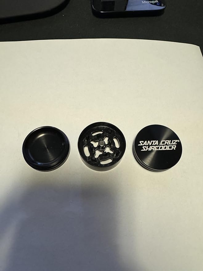 Santa Cruz Shredder Metal Spice Grinder with Textured Grip – 3-Piece Small 1.7" (Black)
