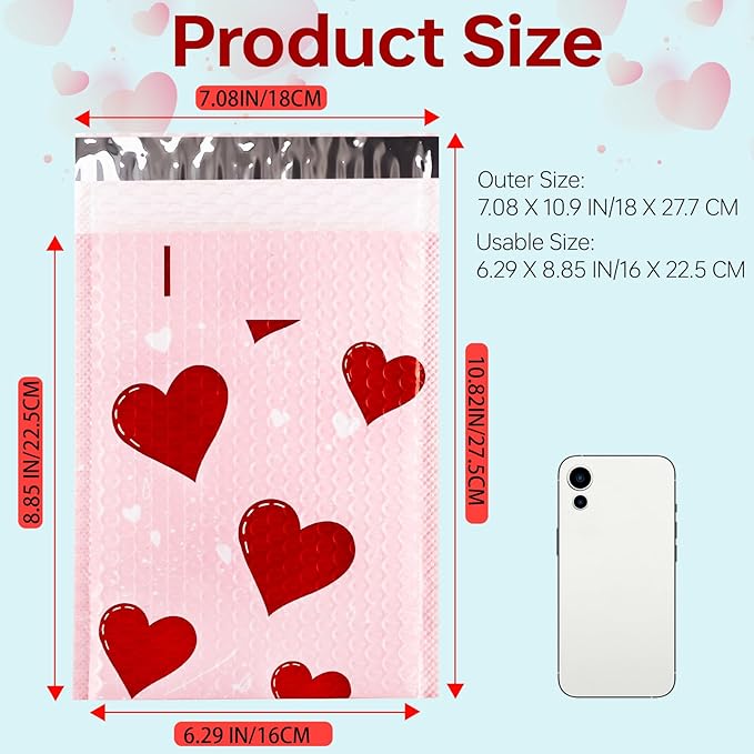 50 Pack Bubble Mailers 6x9 Inch,Self Sealing Adhesive Padded Envelopes,Waterproof Cute Bubble Mailers,Cushioning Shipping Envelopes for Packaging, Mailing, Gifts, Small Business