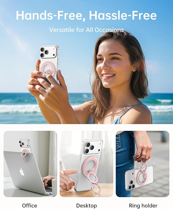 SYNCWIRE Magnetic Phone Ring Holder, for MagSafe Phone Grip Stand Kickstand | 360° Rotation, Double-Sided Magnet, Cell Phone Grip Finger Holder, for iPhone 17 16 15 14 13 12 Pro Max, MagSafe Accessories