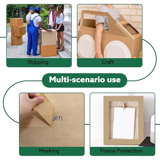 12 Rolls Brown Packing Tape Bulk Packaging Kraft Paper Tape 2 In X 55 Yds | Writable Moving Tape for Boxes, Cardboard Shipping for Packing Boxes, Tear by Hand for Express Parcels & Office Use