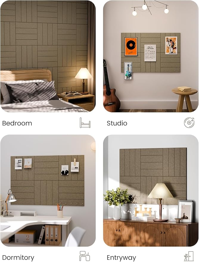 Fluxynara 36" x 24" Large Felt Bulletin Board, Earth Brown | 6 Pack Cork Board Alternative with 30 Safe Adhesive Tabs, Pin Boards for Wall Decor, Home, Office, Classroom,Dorm