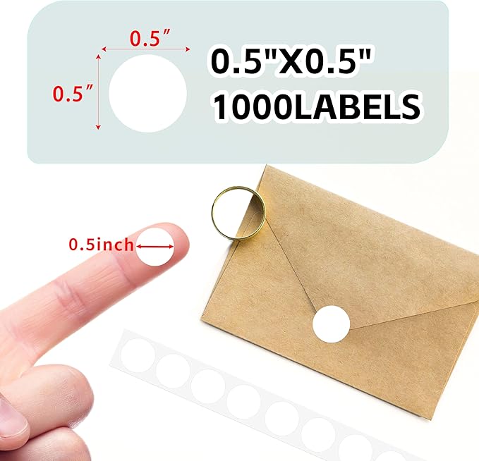 PARLAIM 0.5" Round Color Coding Circle Dot Labels on a Roll, 1000 Stickers in Plastic Dispenser Box, 1/2 inch Diameter, White