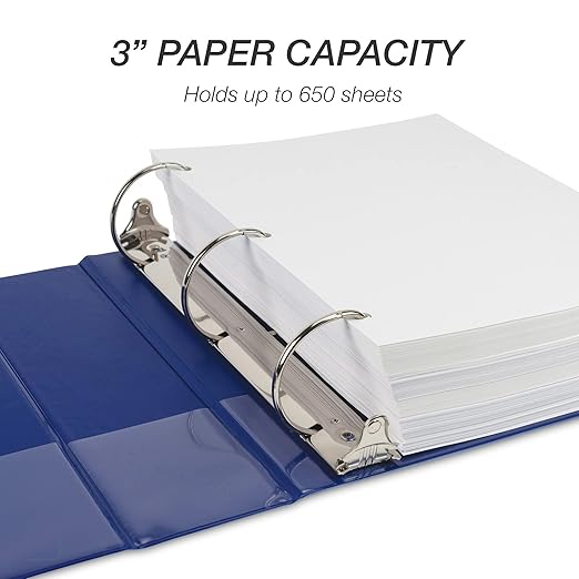Samsill Durable 3 inch 3 Ring Binder, D Ring Binder, 100% Recycled Chipboard, Blue