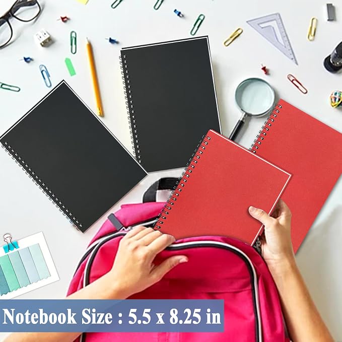 4Pack Spiral Notebook, 5.7x8.3” Small Notebooks for Work 120 Page Note Pads | Multipack Blank Kraft A5 College Ruled Notebook Journal Spiral Bound for Writing Lined Notepad for Office School Journaling