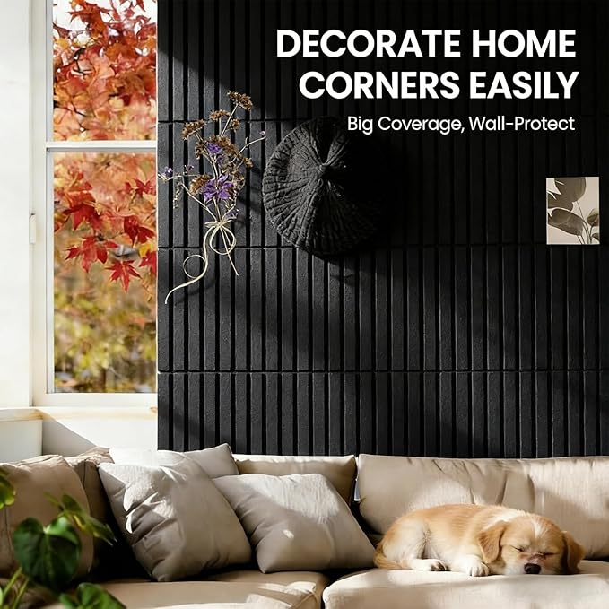 Large Felt Bulletin Board Cork Board Alternative with Safe Removable Adhesive Tabs, Wall Bulletin Board for Home Office Classroom Pin Board (Black, Fine-Stripe 12-Pack)