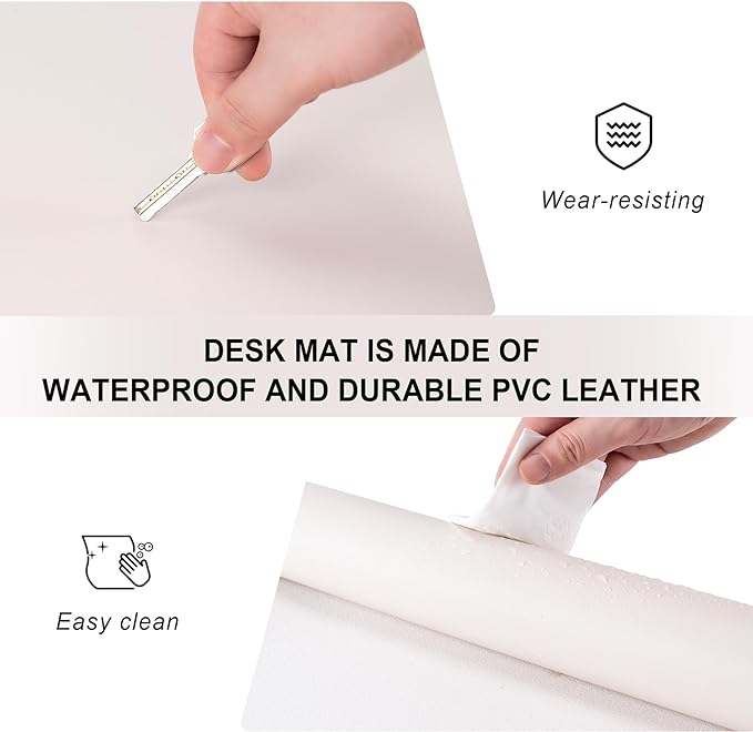 Leather Desk Pad Protector,Non-Slip Desk Pad(WatercolorBlue, 23.6" x 13.7") | on-Slip PU Leather Large Mouse Pad,Easy Clean Desk Protecor Mat,Writing Pad for Office Work/Home/Decor