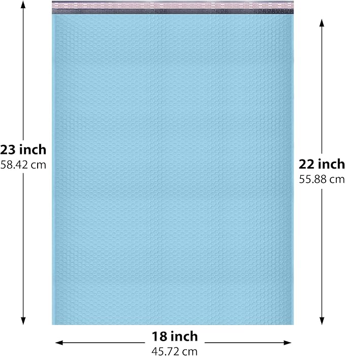 Light Blue Bubble Mailers 18x23, Poly Padded Envelopes #9, 50 Pack | Holds Clothing & Bulk Items, Self-Seal Closure, Cushioned Protection, Water-Resistant Poly, Size #9