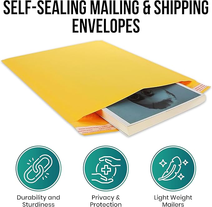 Levex - #0 6" x 10" [10 Pack) Kraft Bubble Mailers, Padded Envelope Mailers, Packing Envelope & Mailing Bags for Shipping