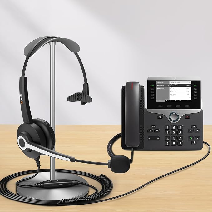 Wantek Cisco Phone Headset for Landline Office Phone,Noise Canceling Microphone and Mute Switch,Telephone Headset Compatible with Cisco IP-7940 7942 7945 7960 7962 7965 7811 7821 8811 8841 8845 8851