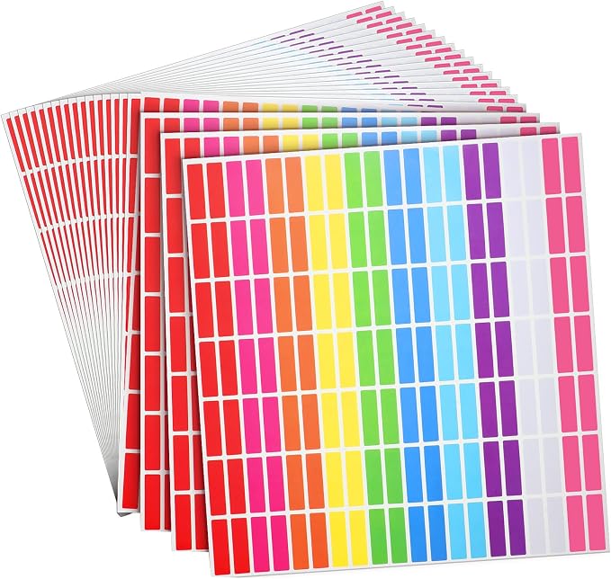 2800 Pcs Rectangular Color Coding Labels, 0.5" x 1.77" Price Stickers Garage Sale Stickers Square Removable Assorted Labels for File Folder Tabs Classrooms Offices Home Labeling Marking
