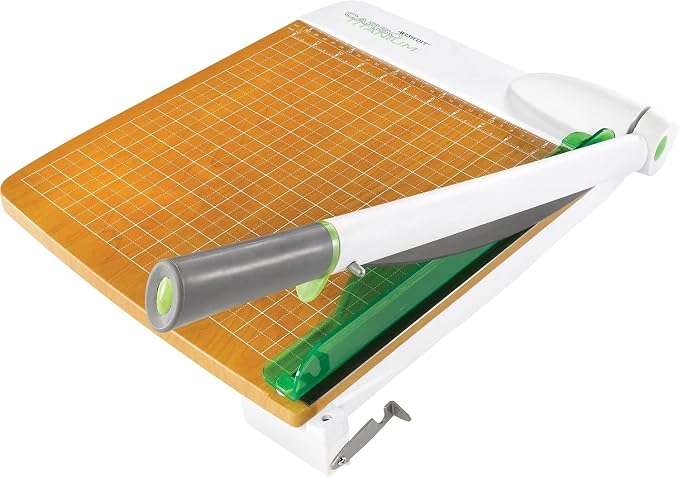 Westcott 16717 12-Inch CarboTitanium Wood Base Guillotine Paper Cutter, Multi-Paper Trimmer with 30 Sheet Capacity