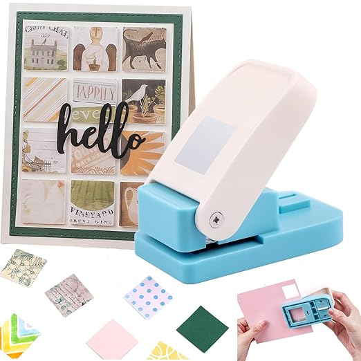 Square Hole Punch, 1 inch Craft Lever Paper Punches, Portable Manual Square Stamp Craft Puncher for Crafting Card Making Supplies, DIY Projects, Gifts （ Random Color Black/Sliver