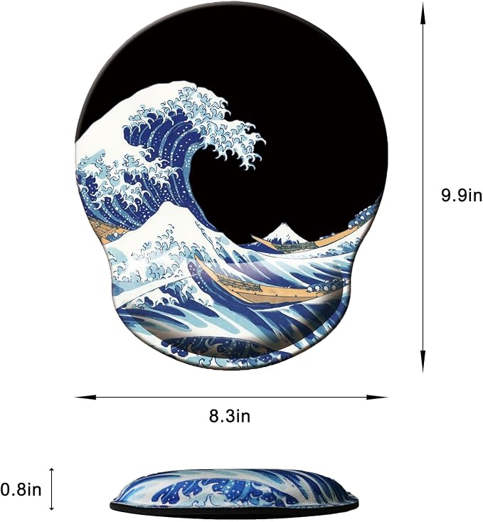 Mouse Pad with Wrist Support, Ergonomic Mouse Pad with Memory Foam Wrist Rest Cushion, Non-Slip Rubber Base Gaming Mice Pad for Home Office Computer Laptop, Sea Wave