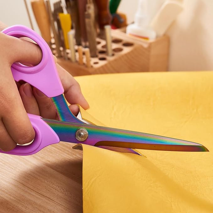 10" Scissors All Purpose, Heavy Duty Professional Tailor Scissors for Fabric Cutting, Leather Craft & Sewing Projects, Light Purple