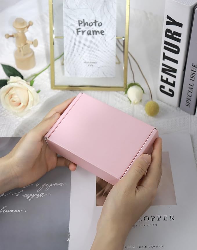 6x4x1.6 Inch Small Shipping Boxes, Pack of 50 Pink Cardboard Boxes, Mailer Packaging Boxes for Gift