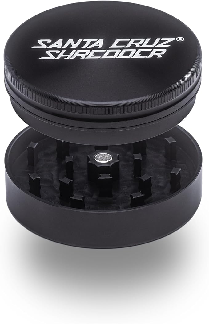 Santa Cruz Shredder Metal Herb Grinder Knurled Top for Stronger Grip 2-Piece 2.7" (Black)