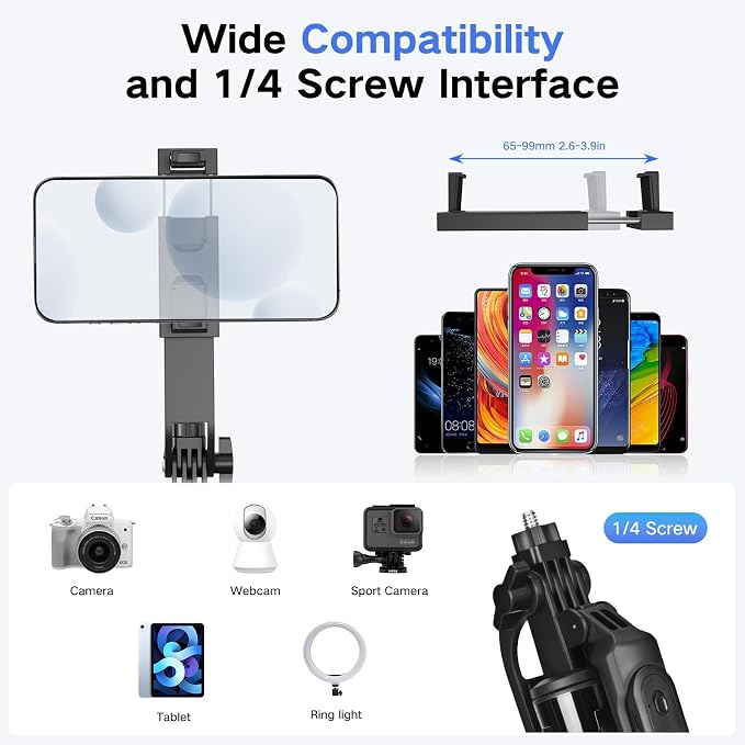 Vlogging Kit for iPhone/Android, Metal Selfie Stick Tripod for iPhone with Light and Microphone,70 inch Tall Adjustable Phone Tripod for TikTok/YouTube Starter Content Creator Essentials Kit