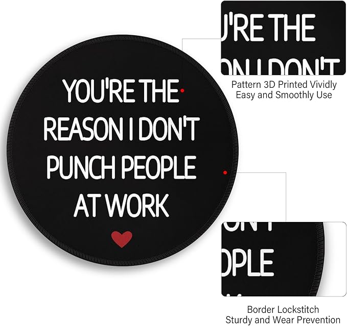 Funny Coworker Office Work Colleague Mouse Pad, Desk Sign Small Round Mousepads, Mini Travel Mouse Mat for Wireless Computer Laptop, Office Accessories, 8.6 x 8.6 inch