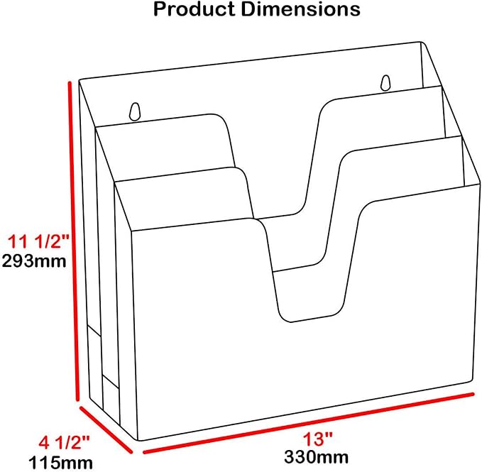 Acrimet Horizontal Triple File Folder Organizer Sorter, Letter Size, Clear | 3 compartments to separate and organize documents, folders and papers