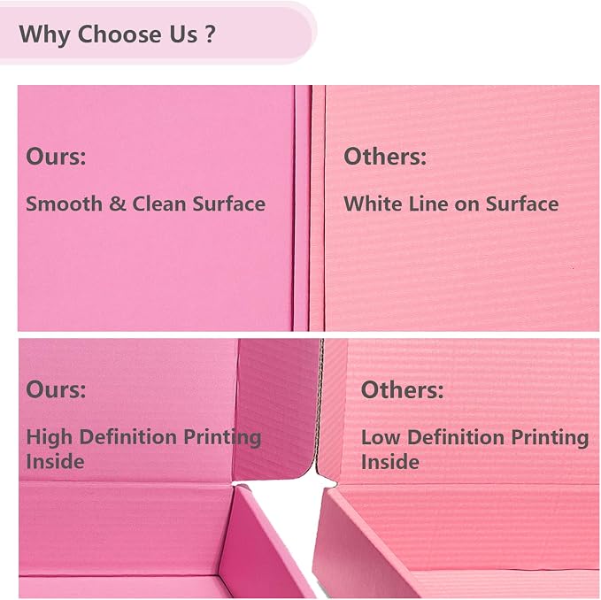 Timirog Shipping Boxes 9x6x4 Inches 25 Pack Pink Corrugated Cardboard Mailing Box for Small Business, Cute Tab Locking Literature Mailer Packaging Supplies for Packing Gifts Craft DVD | Mailing Box for Small Business, Cute Tab Locking Literature Mailer...