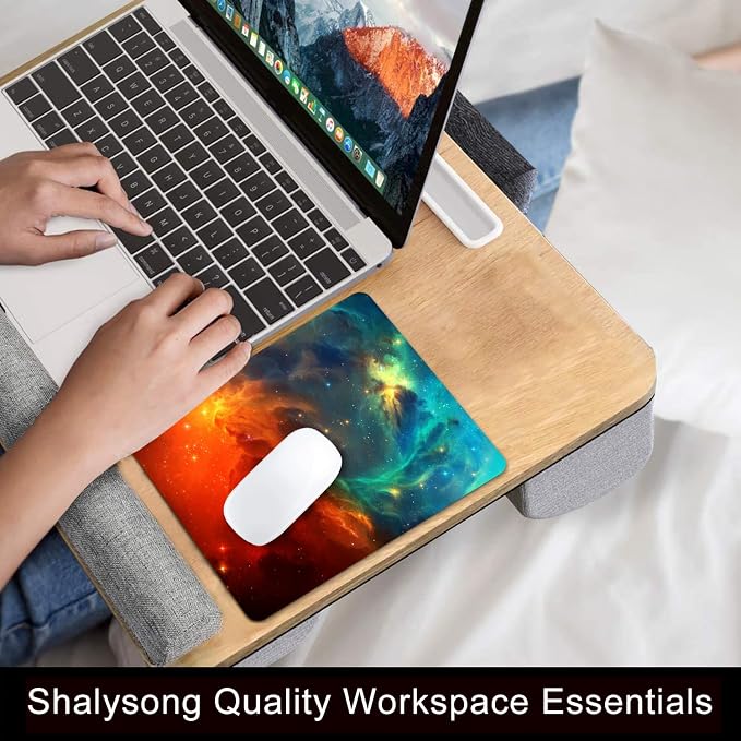 Orange Cyan Nebula Mouse Pad, 9.5"x7.9" Galaxy Computer Mousepad | Personalized mousepad with fire ice cosmos print. Premium smooth fabric surface, 3mm cushion & rubber base.