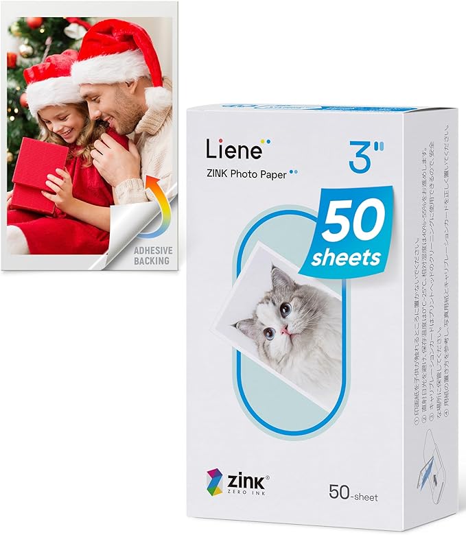 Liene Zink Photo Paper 2x3″ 50 Sheets, Premium Photo Printer Paper w/Adhesive Back, Waterproof, Smudge Proof, Tear Proof, Instant Photo Paper Compatible w/Liene 2x3″ Photo Printer Scrapbook